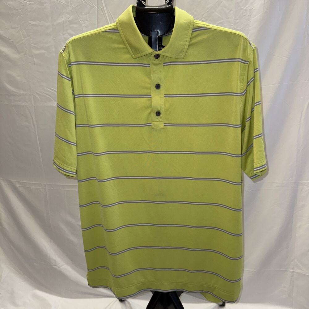 FootJoy FJ Polo‎ Shirt Men's Size L Lime Green Striped Golf